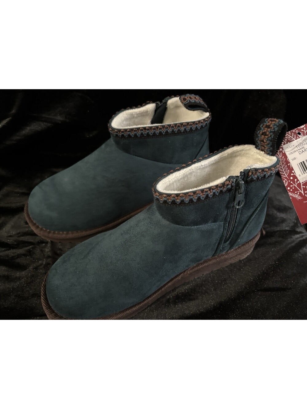 NWT Muk Luk Size 7 Side Zip Bootie Lydia Dark Teal